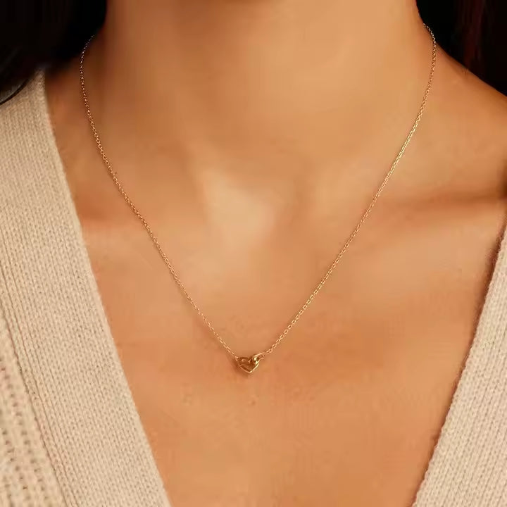 Two Tiny Hearts Link Necklace