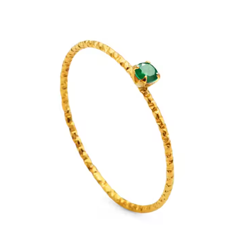 Solo Green CZ Dainty Ring