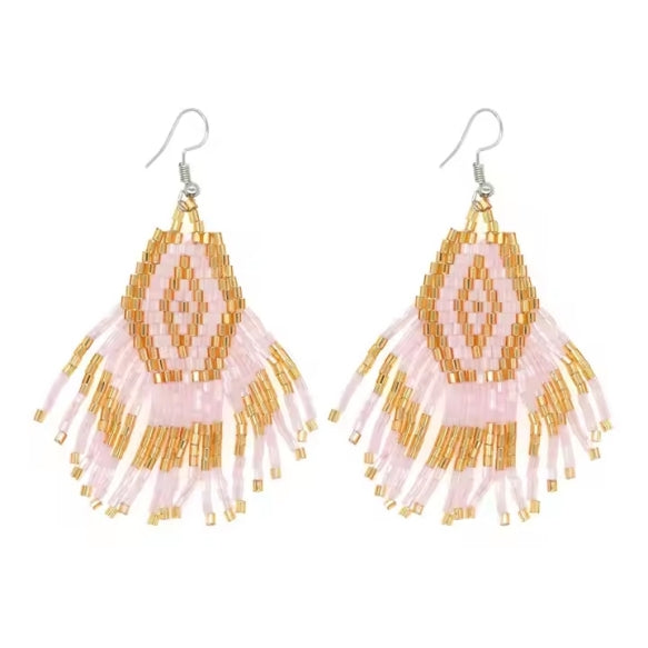 Pink and Gold Fringe Earring
