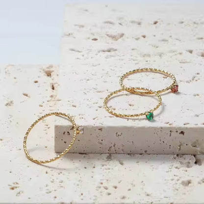 Solo Green CZ Dainty Ring