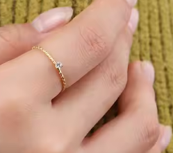 Solo Red CZ Dainty Ring