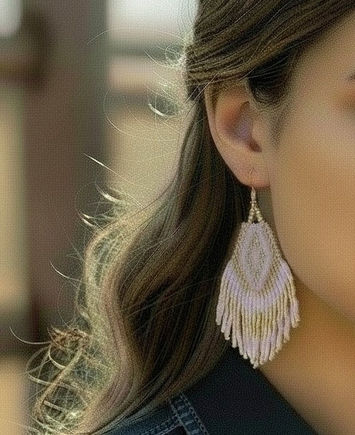 Pink and Gold Fringe Earring